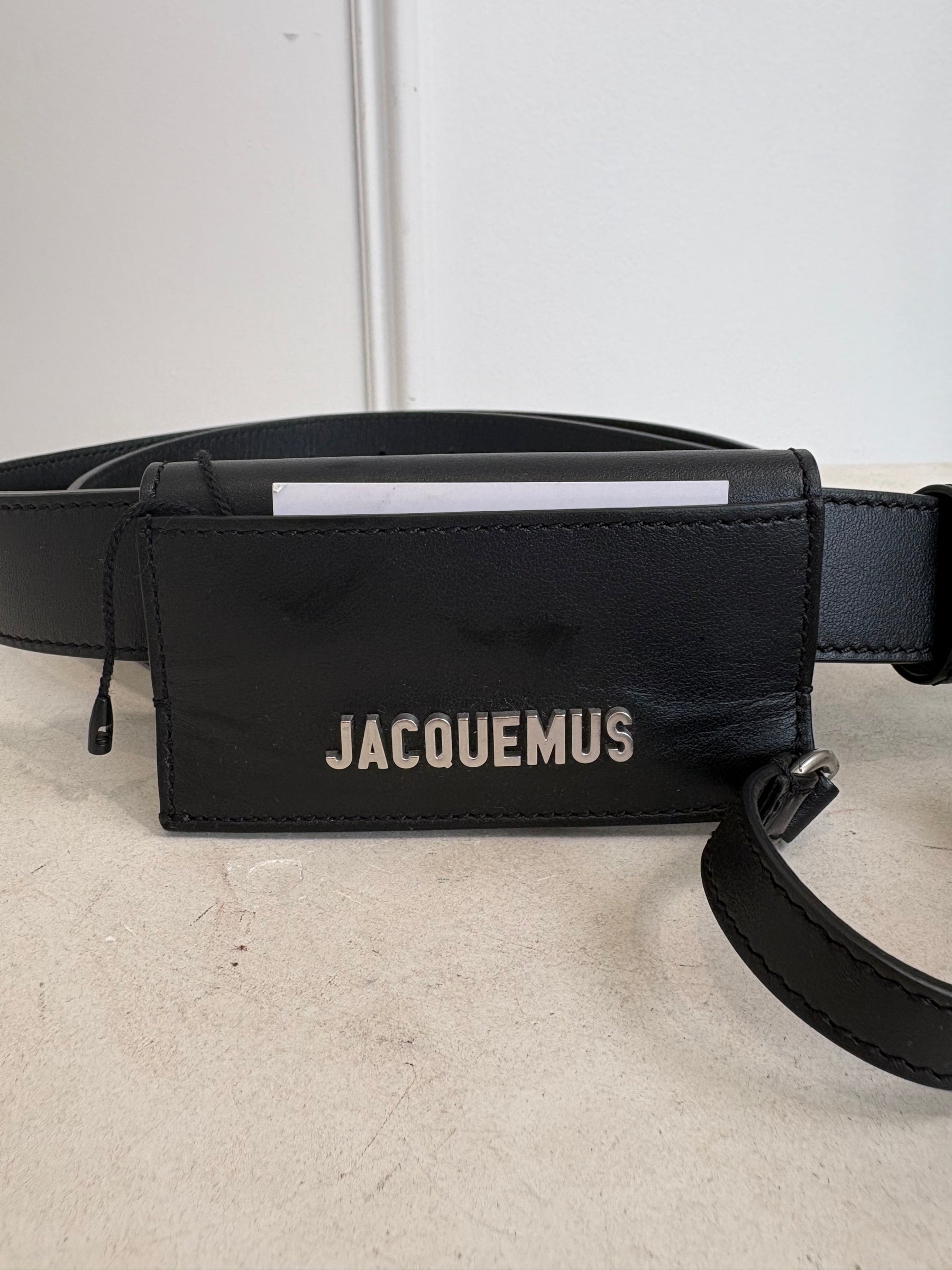 Jacquemus Black Leather Logo Belt, 105