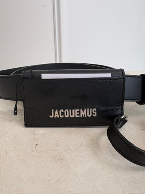 Jacquemus Black Leather Logo Belt, 105
