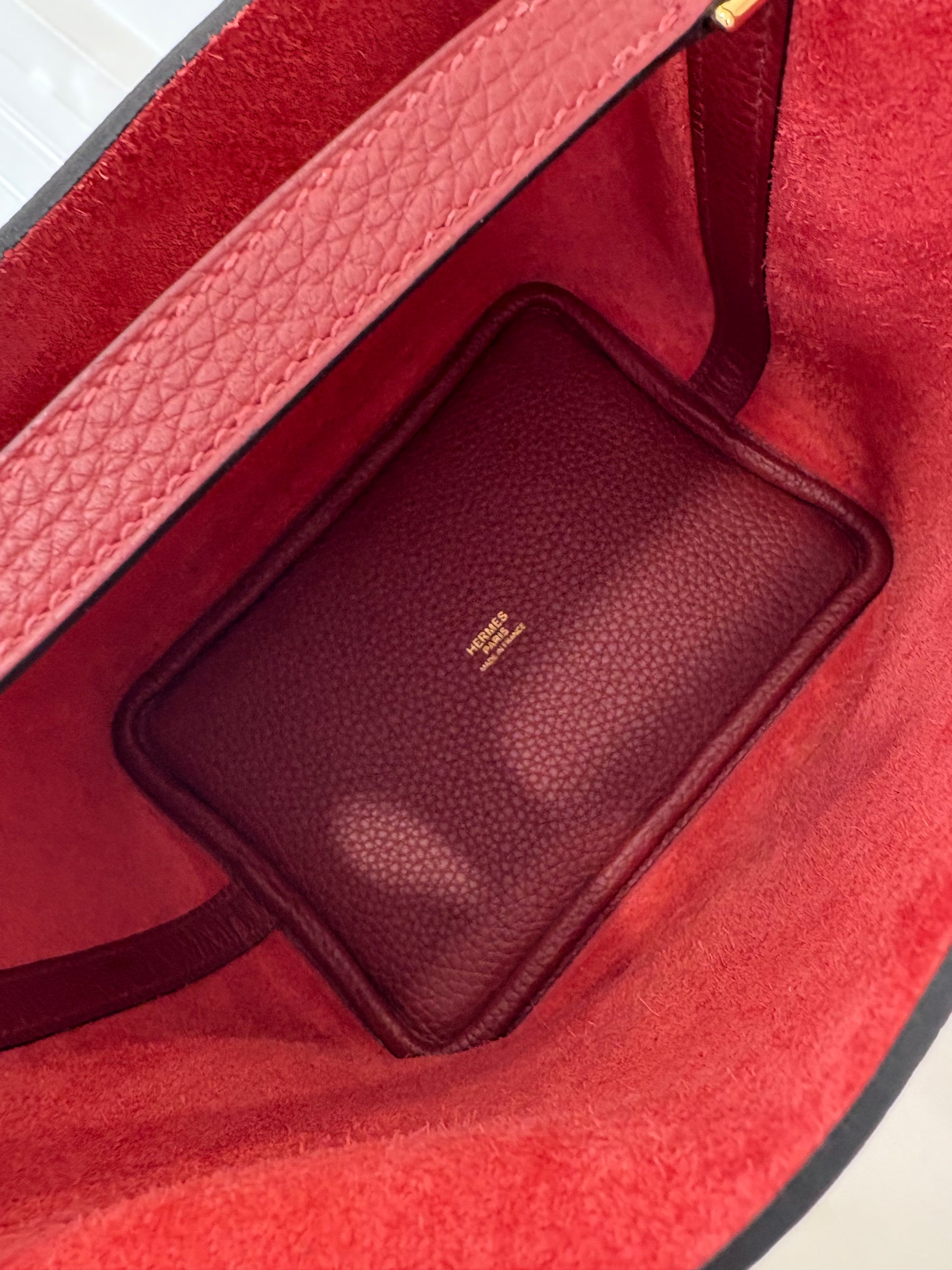 Hermès Rouge H Clemence Leather Picotin 18