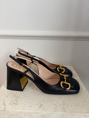 Gucci Horsebit Slingback Pumps Black, 38.5