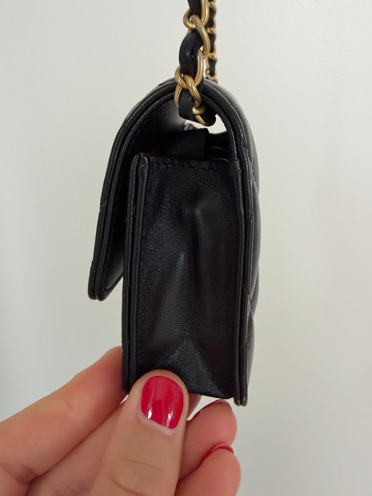 Chanel Black Leather Ruffle Shoulder Crossbody Card Case