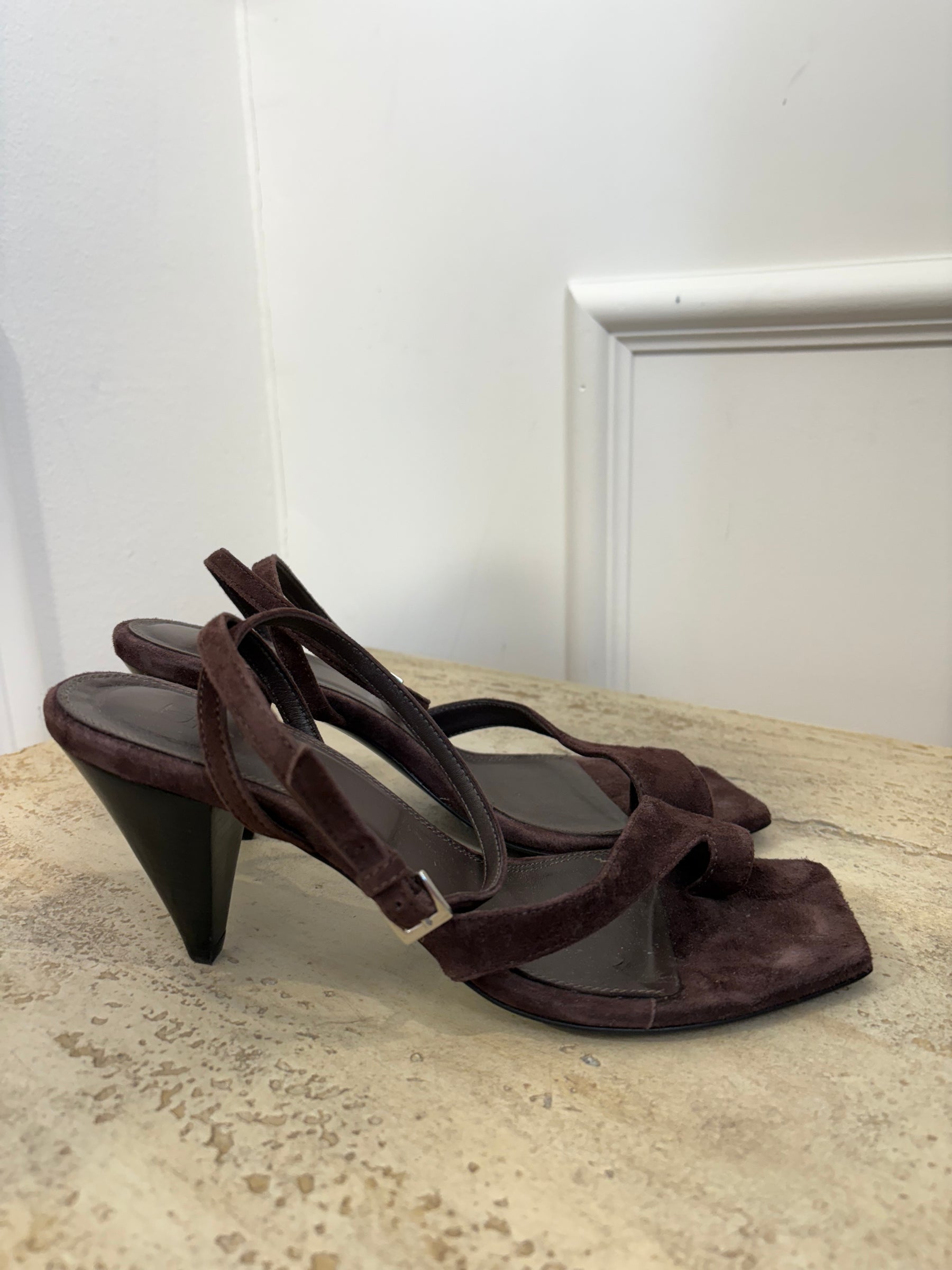 Camilla and Marc Brown Suede Ankle Strap Heels, 39