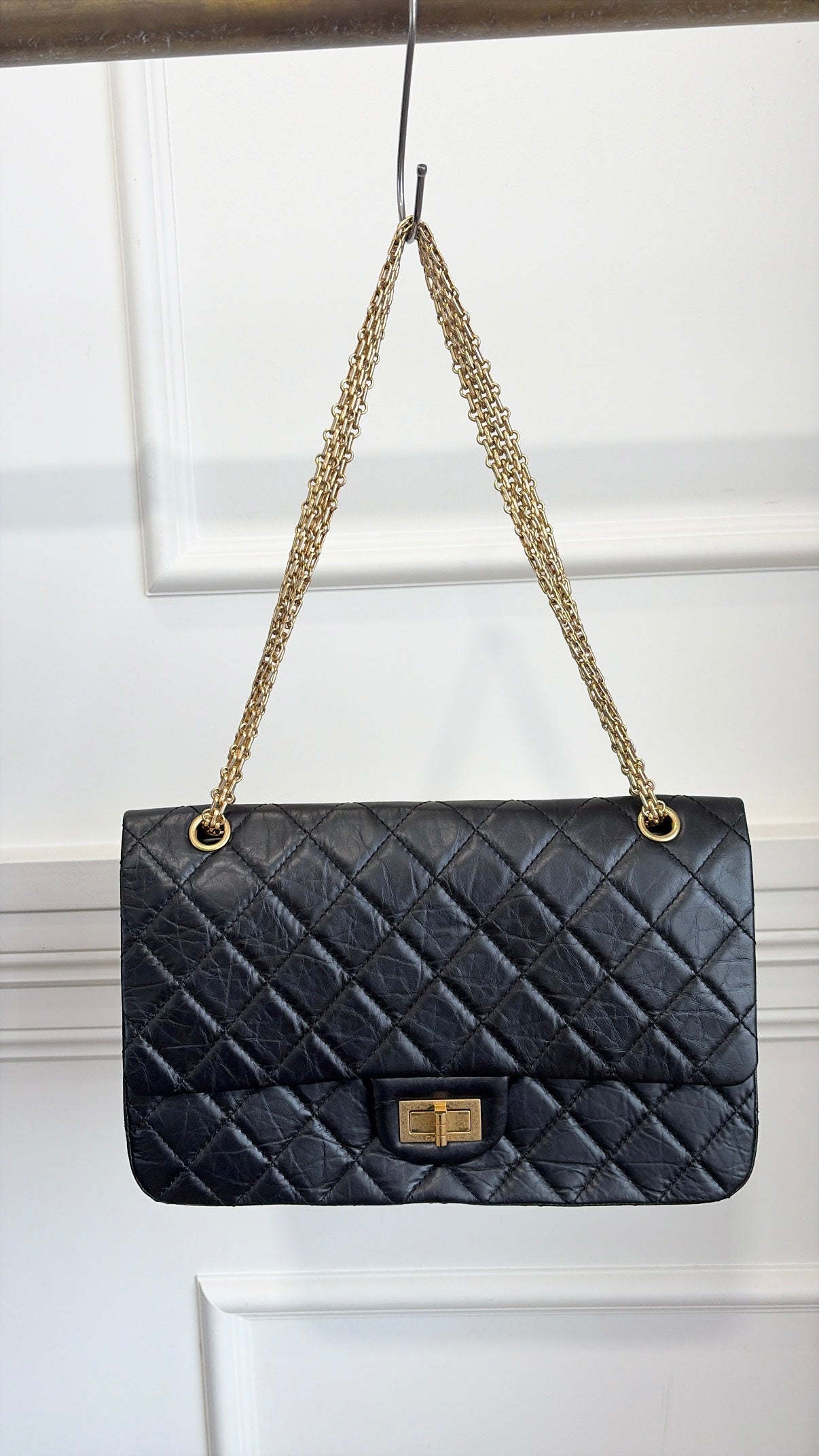 Chanel Black Crinkled Lambskin Reissue 2.55 Jumbo Flap Bag