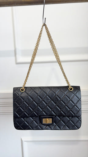 Chanel Black Crinkled Lambskin Reissue 2.55 Jumbo Flap Bag