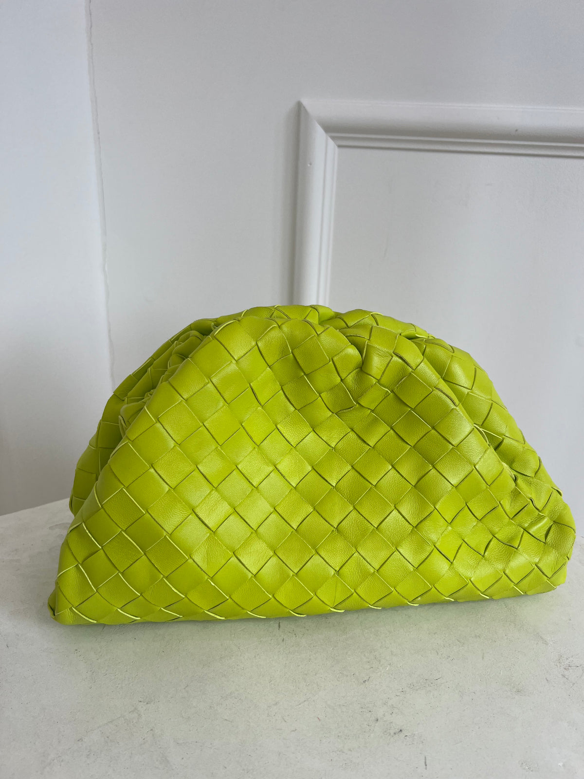 Bottega Veneta Chartreuse Intrecciato Leather Teen Pouch