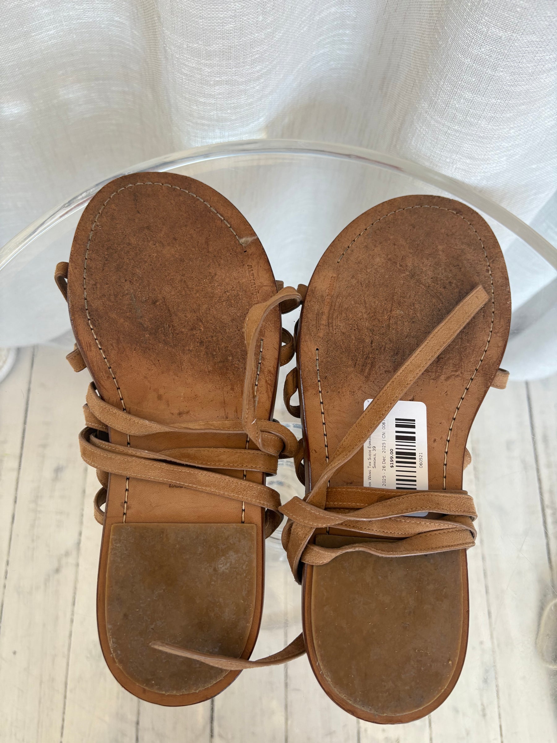 Alexander Wang Tan Suede Espadrille lace Up Sandals, 39