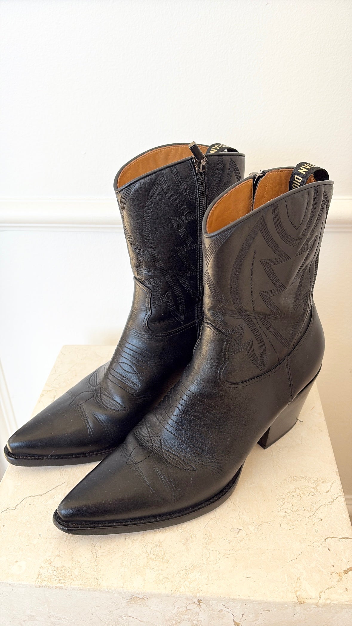 Dior Black Western Style Boots, 40