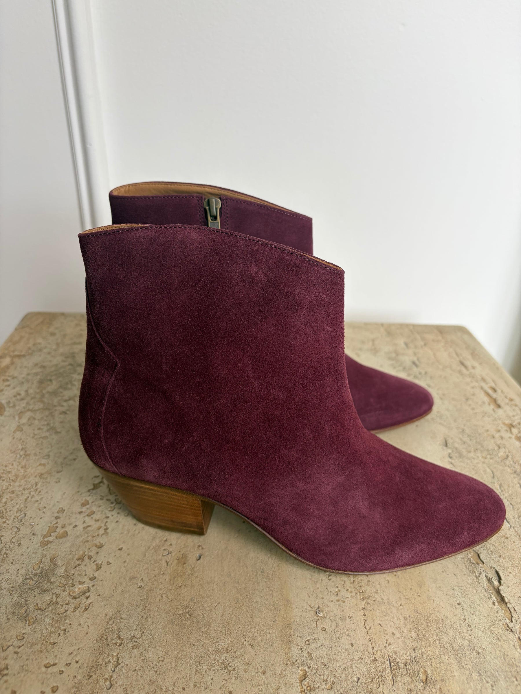 Isabel Marant Aubergine Suede Ankle Boot, 40