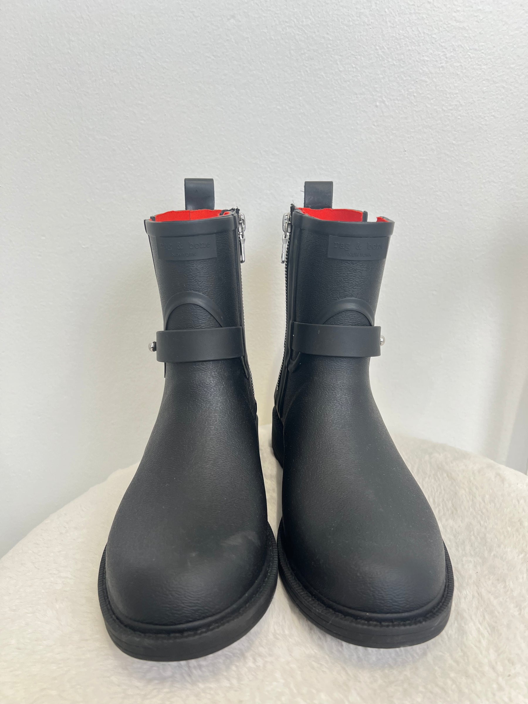 rag & bone black Rubber Zipped Ankle Boots, 37