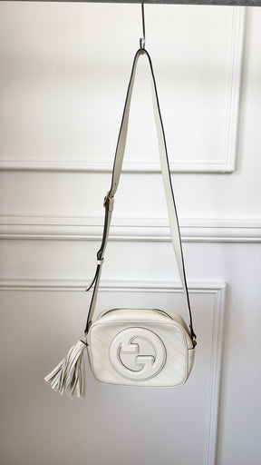 Gucci Cream Leather Blondie Logo Camera Bag