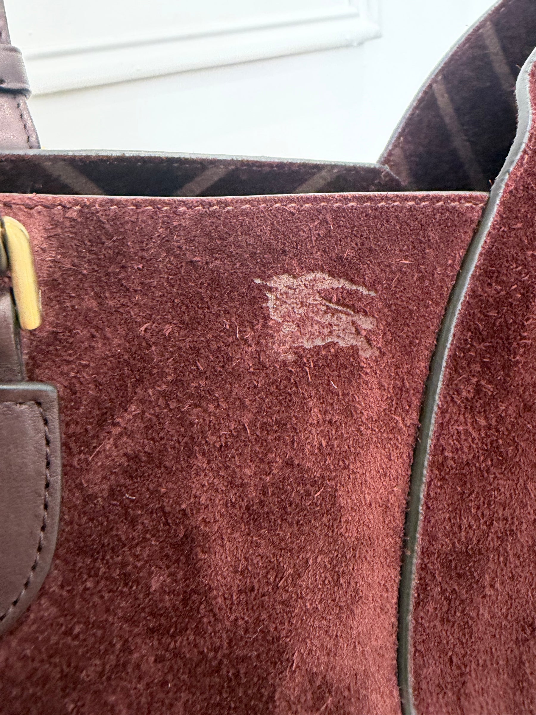 Burberry Brown Suede Medium Shield Tote Bag