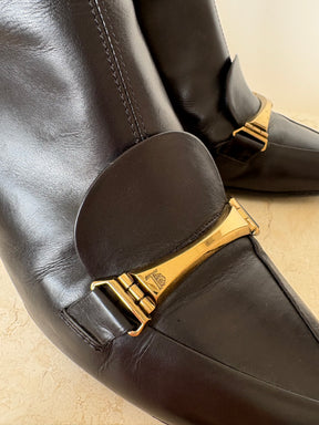 Tod's Black Leather Pointed Ankle Boots, 37