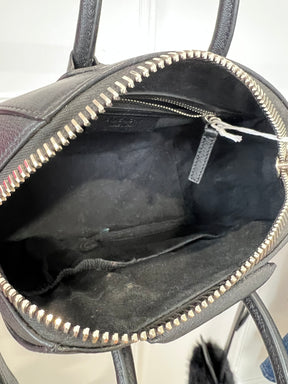 Givenchy Black Leather Mini Antigona with Faux Fur Logo Strap