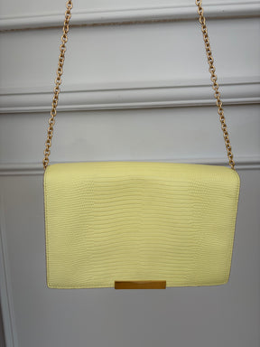 Oroton Yellow Lizard Embossed Crossbody Bag