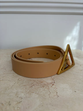 Bottega Veneta Sand Leather Triangle Belt, 75