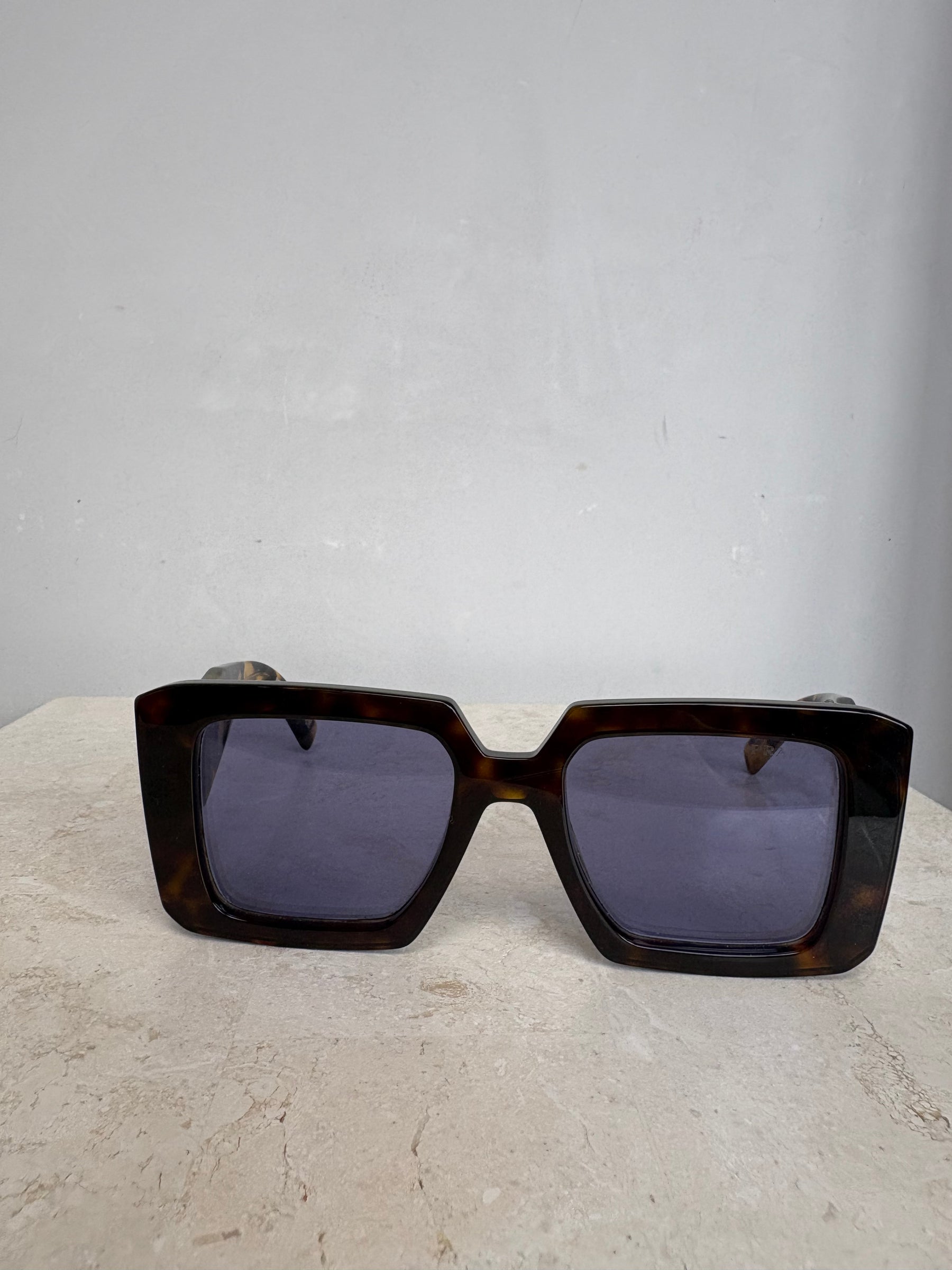 Prada Square Tortoishell Sunglasses Wide Fit
