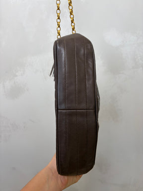 Chanel Chocolate Quilted Leather Tassel Camera Bag