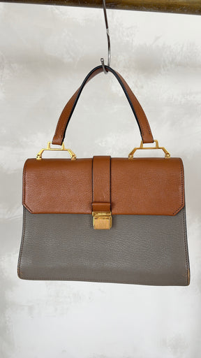 Miu Miu Madras Convertible Campartment Top Handle Bag Tan
