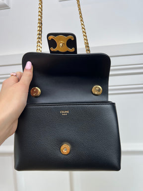 Céline Black Leather Triomphe Mini Victoire Bag