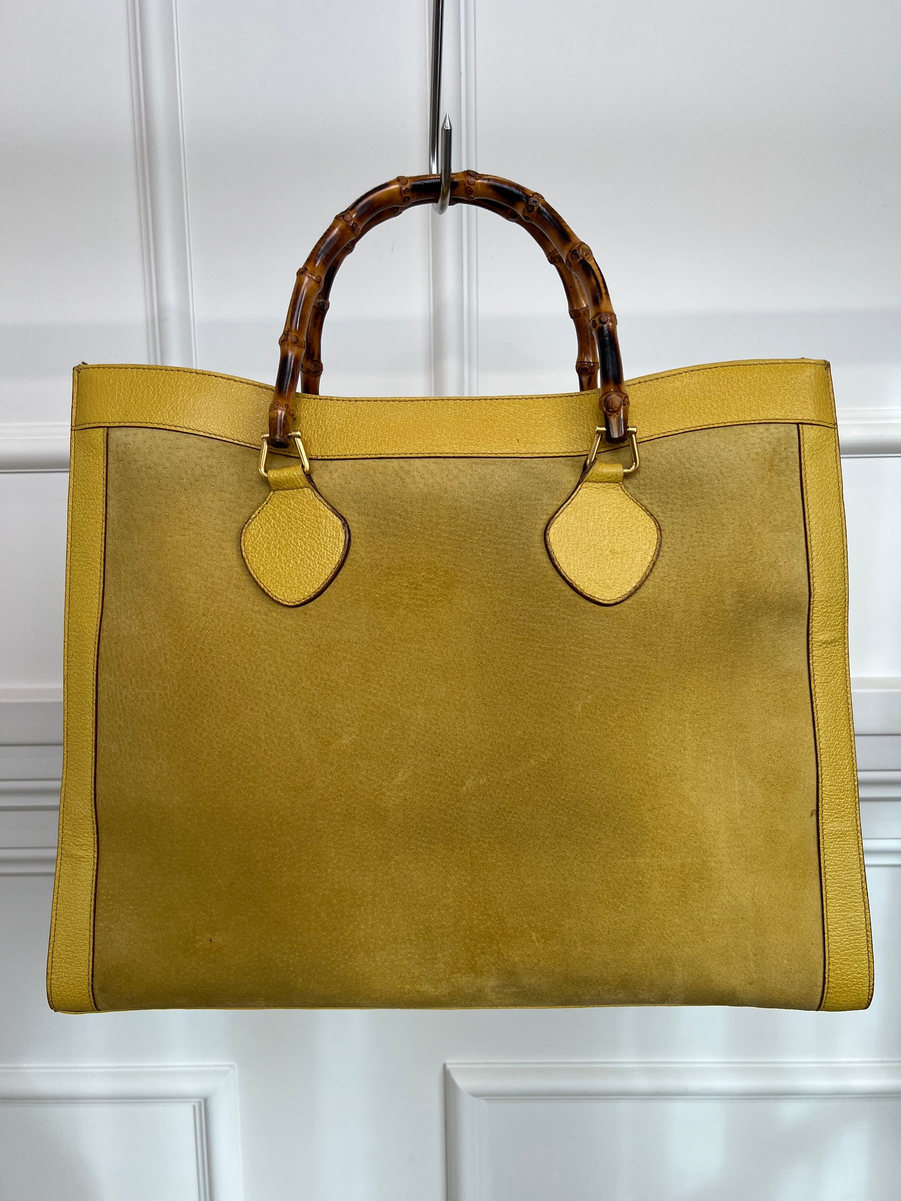 Gucci Yellow Suede and Leather  Large Vintage Diana Tote