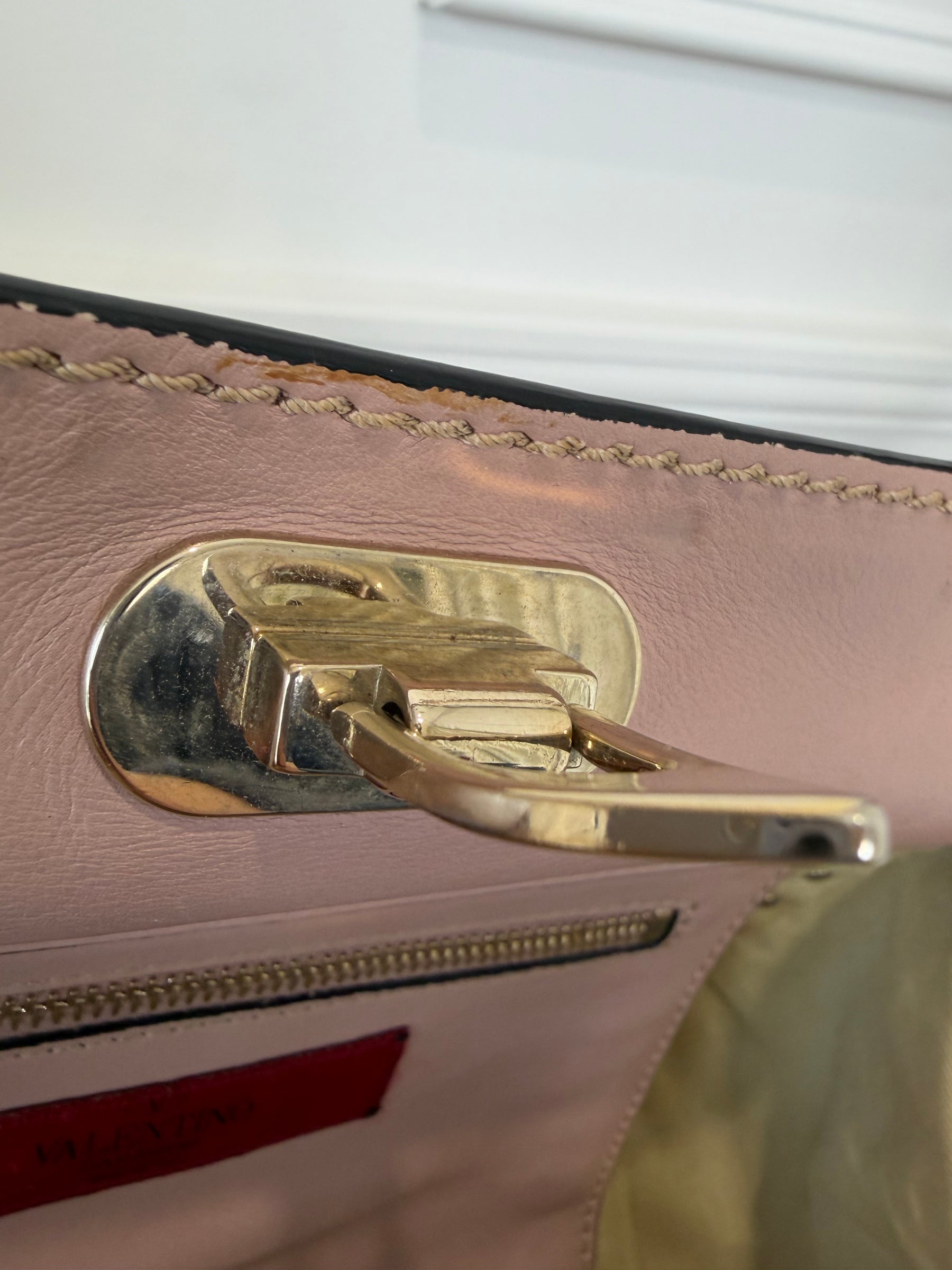 Valentino Garavani Blush Leather Rockstud Tote Bag