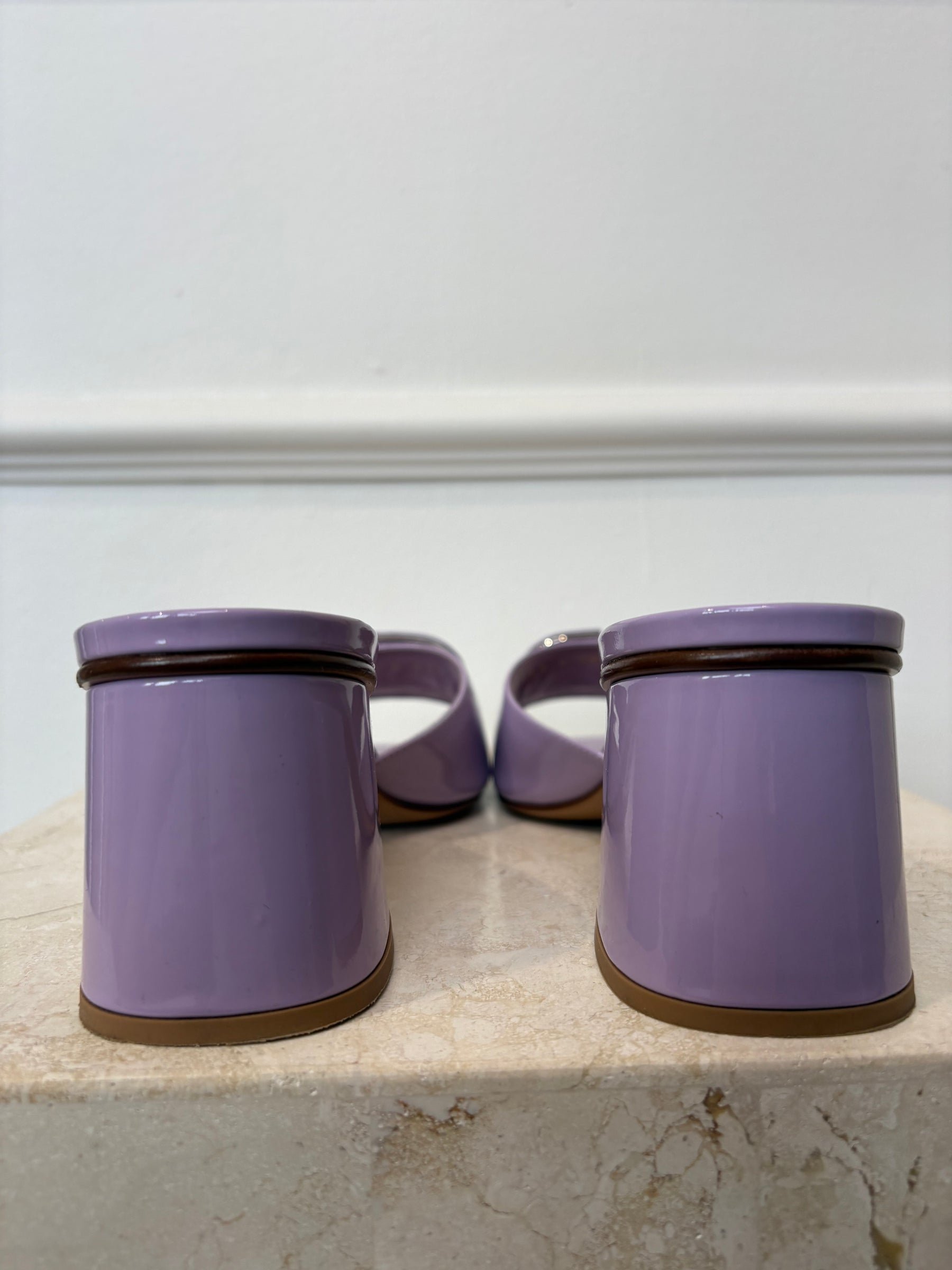Valentino Lilac Patent V Logo Mule, 39.5