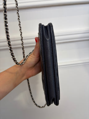 Chanel Navy Caviar Leather Wallet on Chain