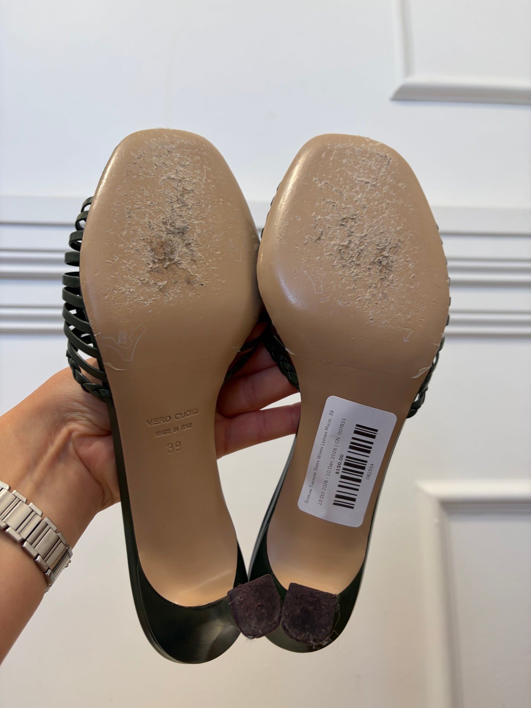 Scanlan Theodore Green Woven Leather Mules, 39
