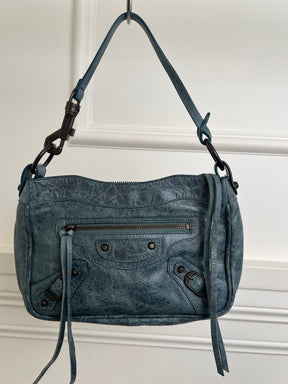 Balenciaga Hip Leather Handbag Dusty Blue