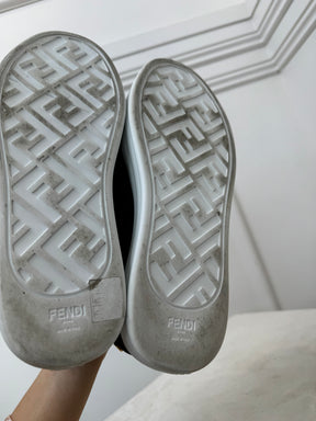 Fendi Black and Brown FF Logo Knit Sneakers, 38