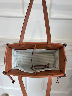 Loewe Mint Canvas and Tan Leather Cushion Tote