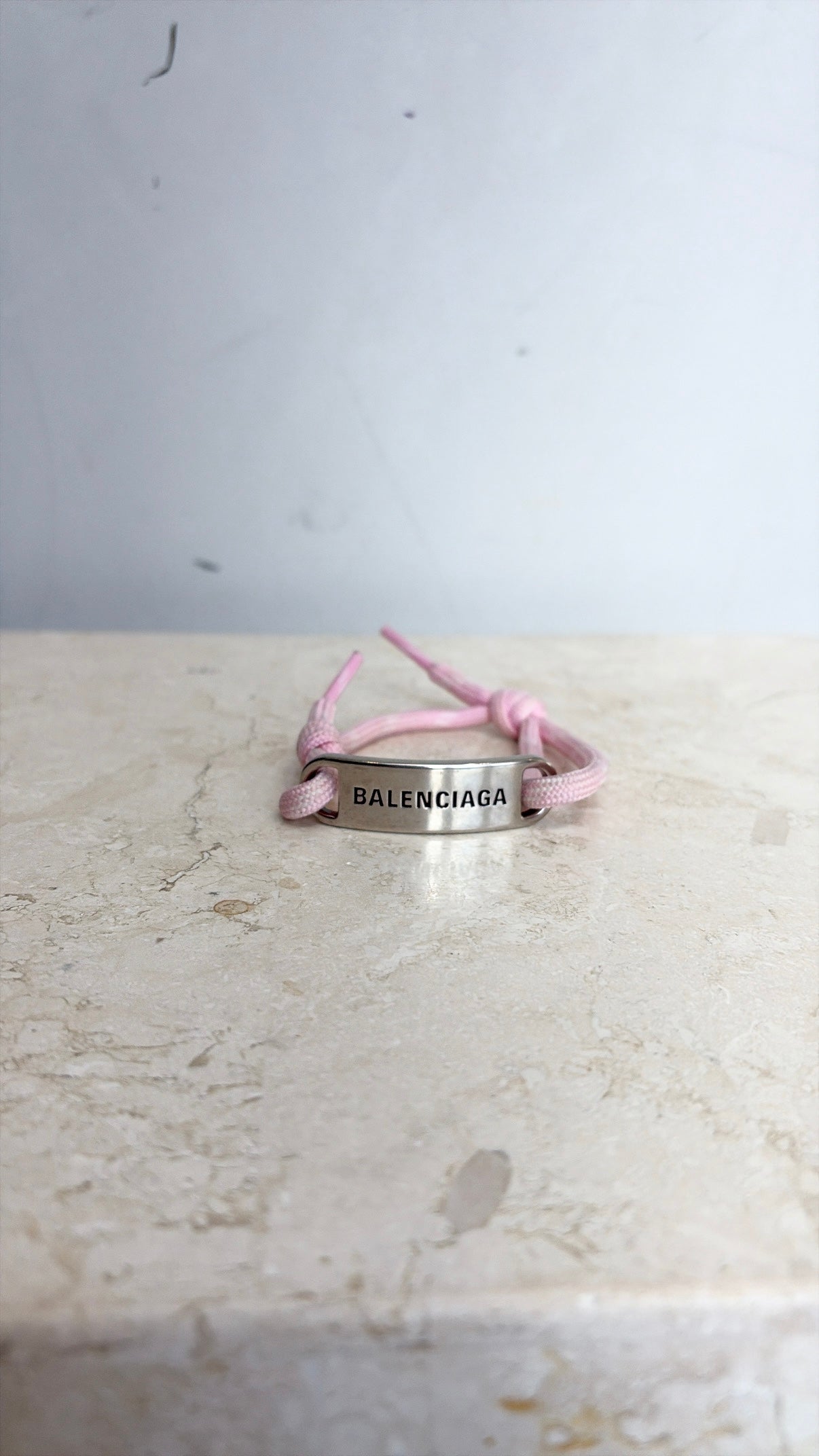 Balenciaga Pink Rope Logo Plaque Bracelet