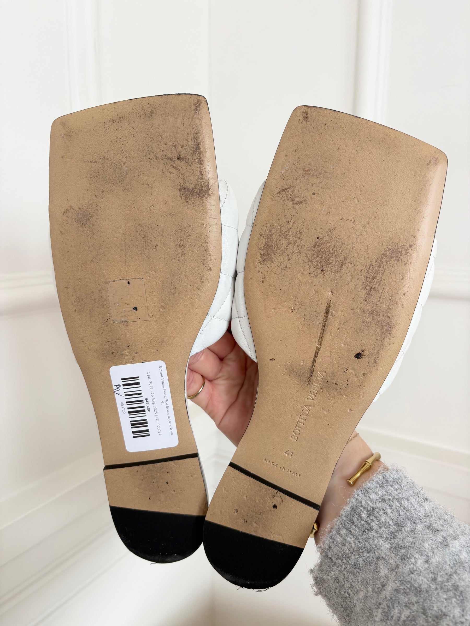 Bottega Veneta Padded Flat Sandal In Optic White, 41