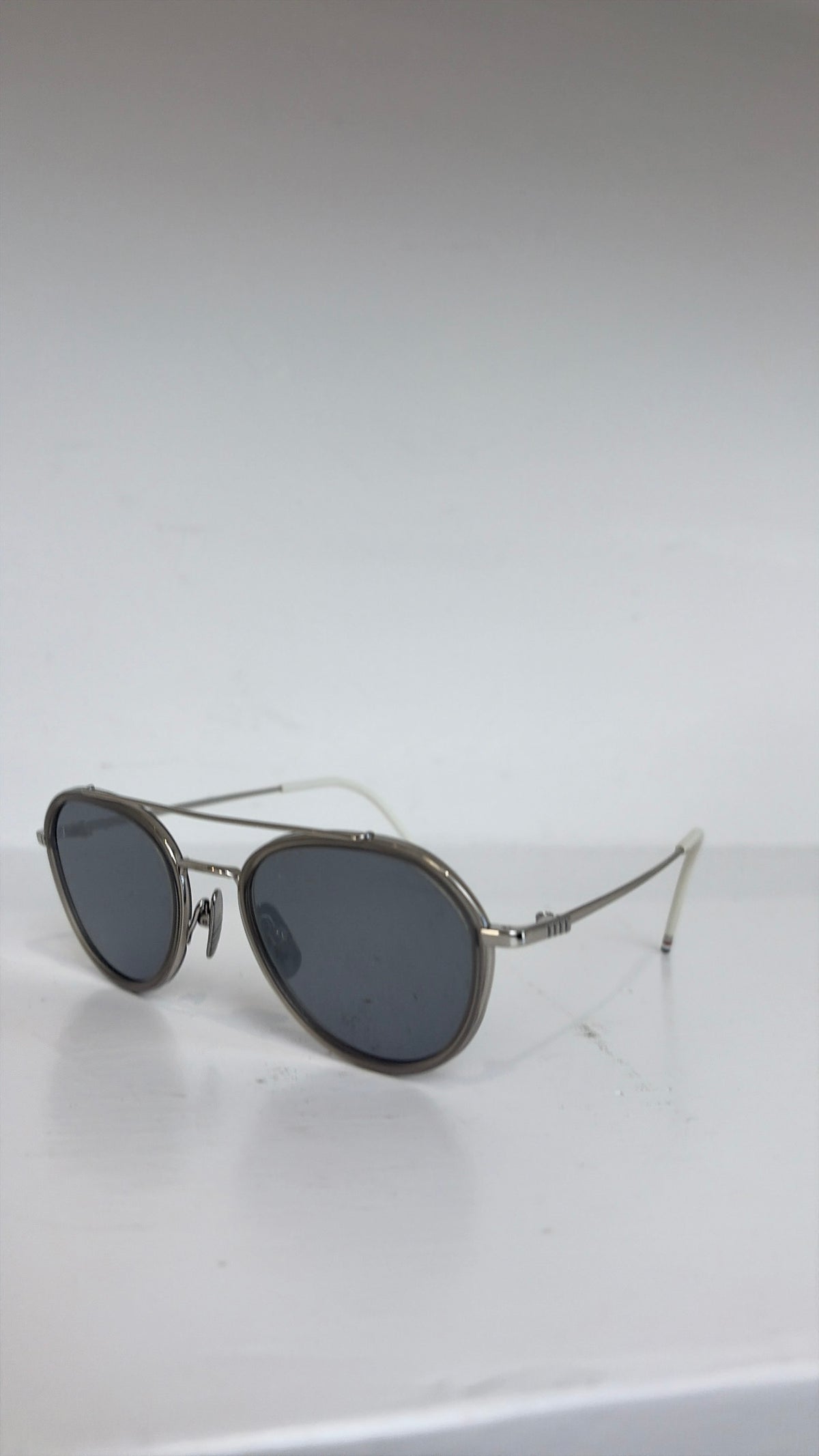 Thom Browne. Grey Mirrored Aviator Sunglasses