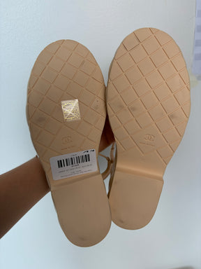 Chanel Pale Peach Quilted Leather Platform Sandals, 39 C