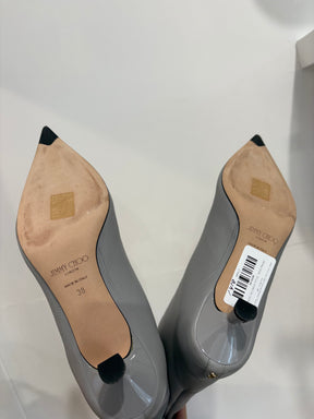 Jimmy Choo Light Grey Leather Pointed Thigh High Vari Boot, 38