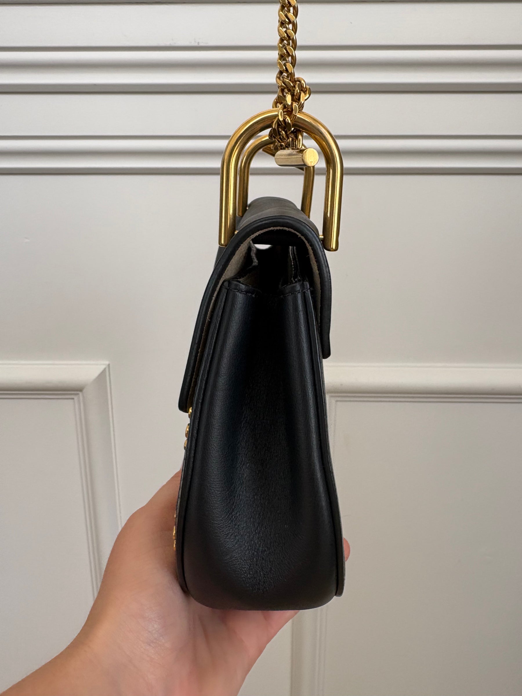 Chloé Black Leather Studded Drew Bag