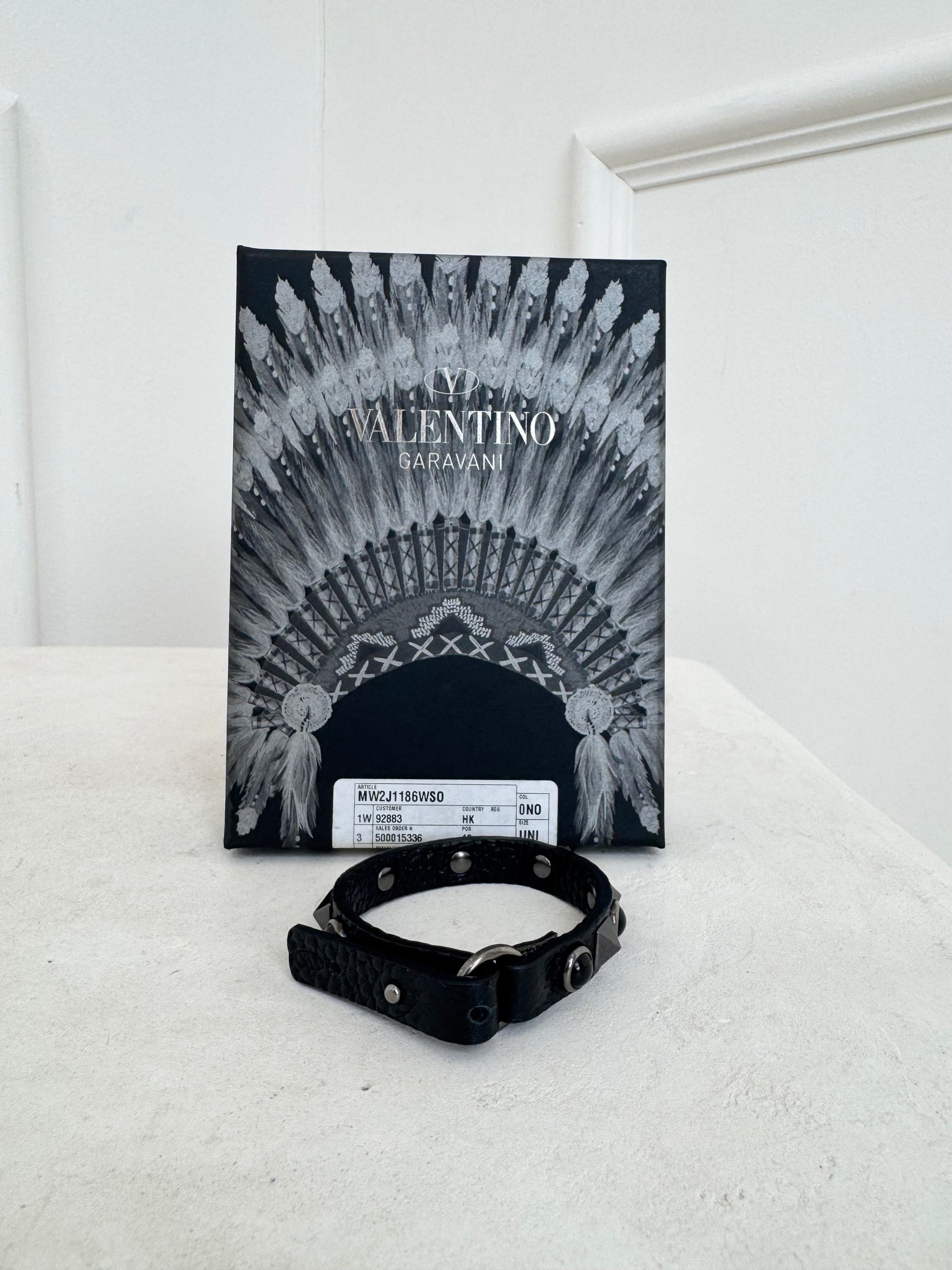 Valentino Leather Rockstud Bracelet Black, OS