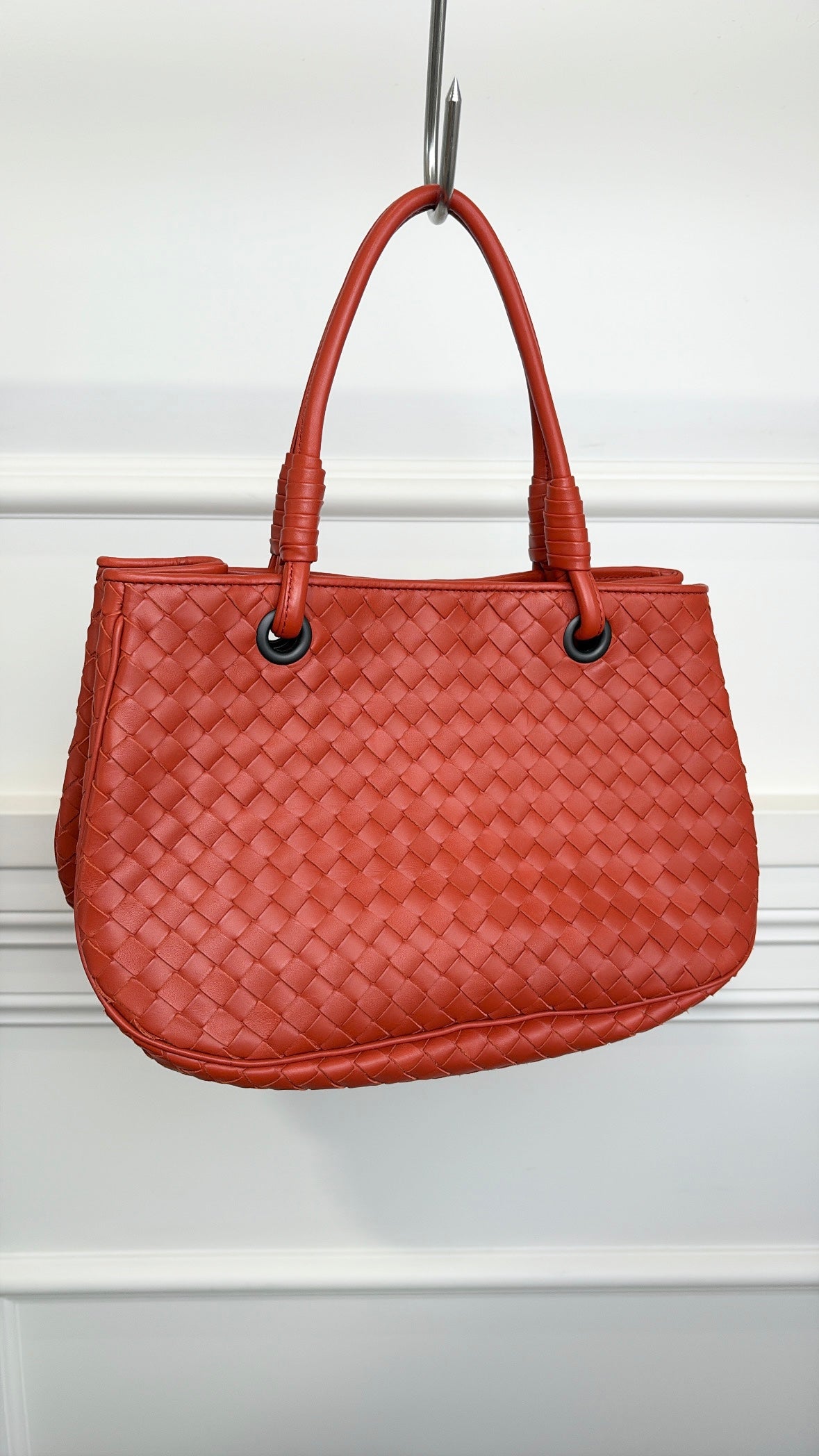 Bottega Veneta Orange Intrecciato Leather Mini Tote