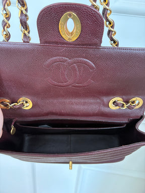 Chanel Vintage Burgundy Flab Bag With Horizontal Quilting