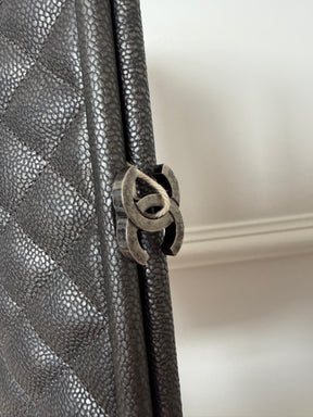 Chanel Pewter Caviar Leather Timeless CC Clutch
