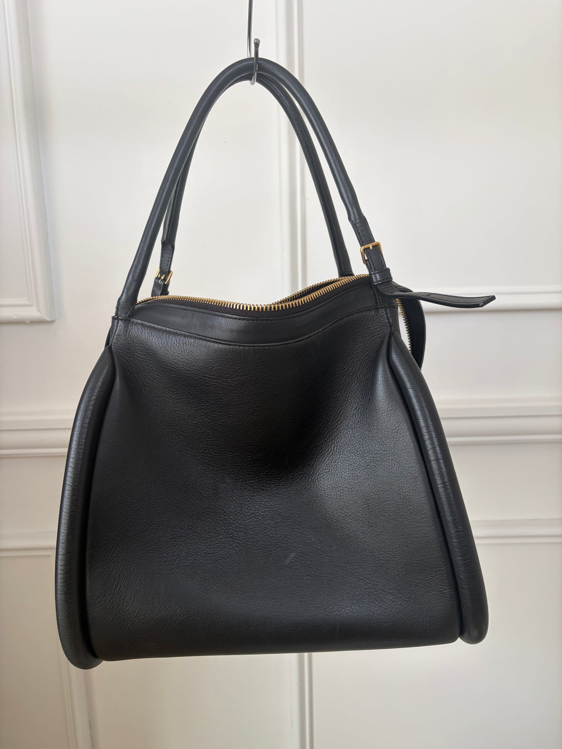 JW Anderson Black Leather Bumper Zipped Tote