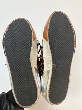 Golden Goose Black Leather and Leopard Superstar Sneakers, 41