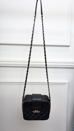 Chanel Black Leather Mini Quilted CC Box Camera Bag