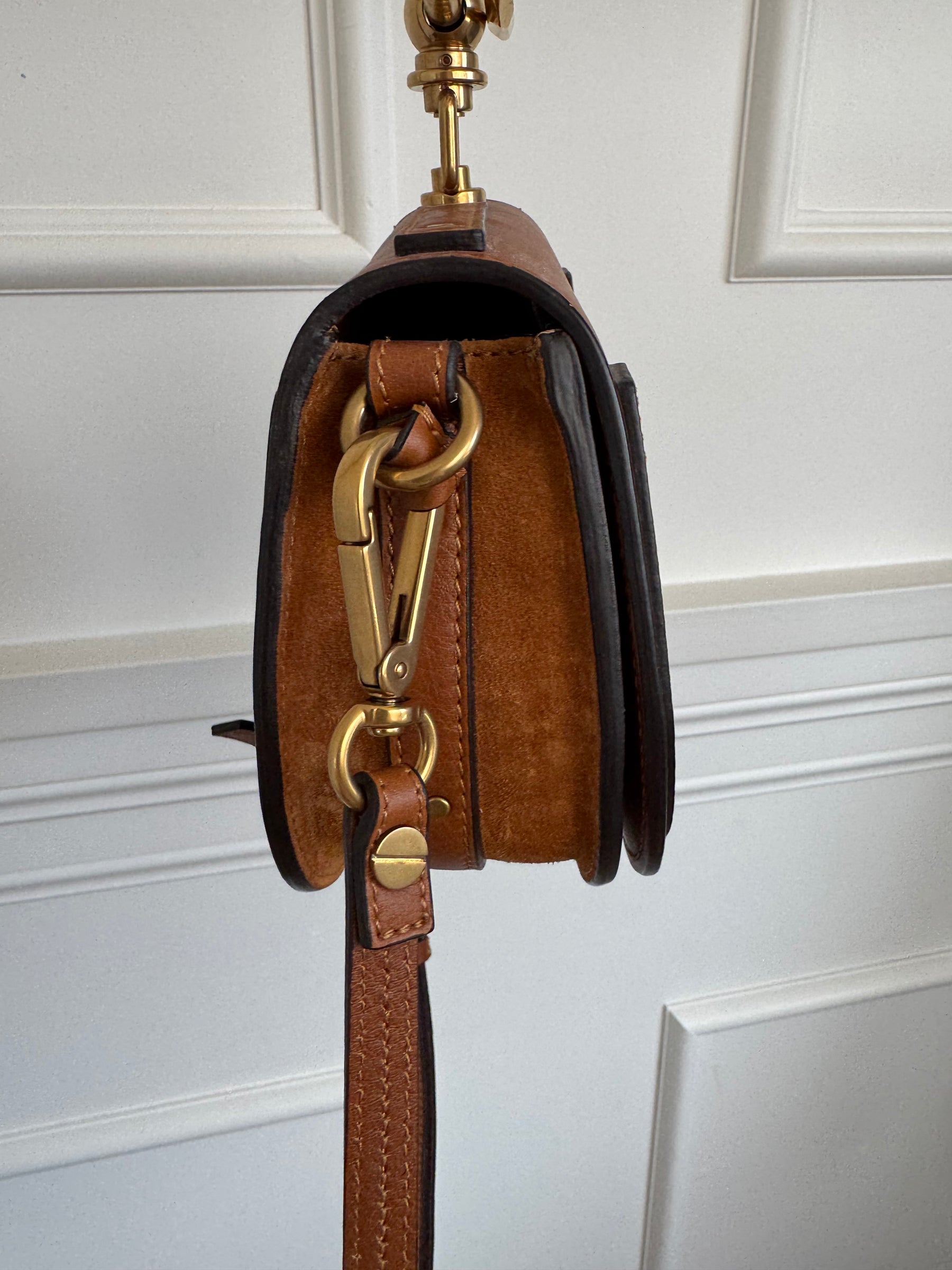 Chloé Tan Leather and Suede Nile Bracelet Bag