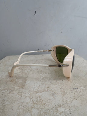 Moncler Ivory Frame Green Lense Sunglasses