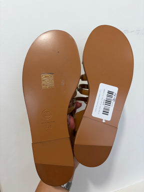 Chanel Tan Leather Chain Sandals, 37 C