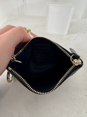 Gucci Black Leather Monogram Key Pouch