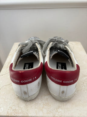 Golden Goose White Glitter Superstar Sneakers, 37