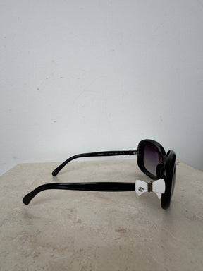 Chanel Black Rectangular Bow Detail Sunglasses